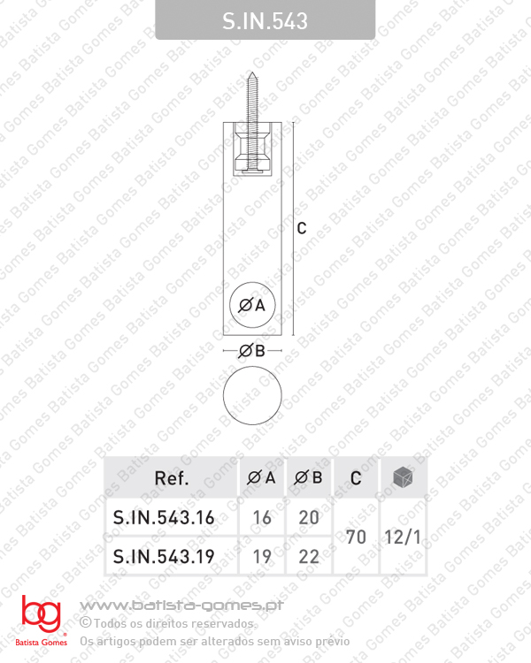 Suporte central para var�o - INOX 304